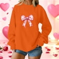 thumbnail image 5 of Womens Valentine Day Sweatshirts Pullover Long Sleeve Holiday Valentines Sweater Casual Cute Bow Heart Tops, M Orange, 5 of 5