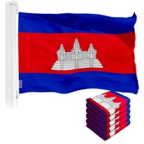 G128 5 Pack: Cambodia Cambodian Flag | 3x5 Ft | LiteWeave Pro Series Printed 150D Polyester | Country Flag, Indoor/Outdoor, Vibrant Colors, Brass Grommets, Thicker and More Durable Than 100D 75D Poly