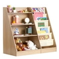 thumbnail image 1 of KFFKFF 4-Tier Kids Wooden Bookshelf, Six-Layer Sling Bookcase, Baby Storage Book Rack, Book Toy Organizer Cabinet, 1 of 9