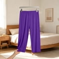 thumbnail image 6 of Women's Cotton Pajama Capris Plus Size Elastic Waist Soft Lounge Summer Pjs Bottoms Capri Pants Sleepwear (3XL, Purple), 6 of 6