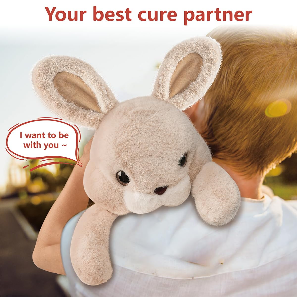Niuniu Daddy 14"Bunny Weighted Stuffed Animals Sitting Plush Toy Anxiety Relief Sensory Toy for Kids Adults Birthday Easter Christmas Gift