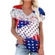 thumbnail image 1 of Fiudx Ofertas Flash Artículos En Oferta Día de La Independencia Moda Mujer Verano V-Cuello Manga Corta Impresión Casual Blusas Tops, 1 of 5
