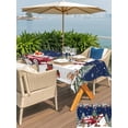 thumbnail image 4 of Outdoor Tablecloth with Umbrella Hole and Zipper, Navy Blue Christmas Rectangle Table Cloth 54x80 Inch Waterproof Tablecloth, Snowman Xmas Truck Balls Tree Picnic Table Cover for Patio Camping, 4 of 7