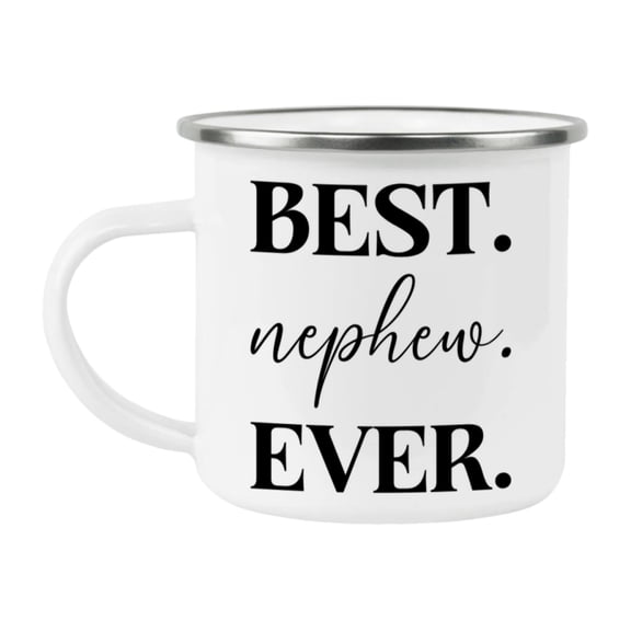 Best nephew Ever Coffee Mug, nephew Superlative 12oz White Enamel Camping Mug, Stainless Steel Mug Gift for nephew