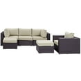 thumbnail image 3 of Modway Rattan Convene 6-Piece Wicker Outdoor Patio Furniture Sectional, Beige, 3 of 8