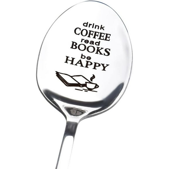 Coffee Lovers Gifts for Bookish Bookworm Coffee Book Spoon Birthday Christmas Gifts for Mom Dad Book Coffee Lovers Going Away Goodbye Farewell Gifts for Coworker Student Friend Book Lover