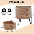 thumbnail image 2 of EastVita Round Side Table with Drawers Modern Night Stand with Storage Wooden Accent End Table Circle Bedside Table with Metal Legs for Living Room Bedroom (Natural), 2 of 7