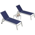 thumbnail image 3 of PURPLE LEAF Outdoor Chaise Lounge Set Adjustable Sunbathing Recliner with Side Table for Poolside Beach Outside Patio Aluminum Chaise Lounger Navy Blue, 3 of 7