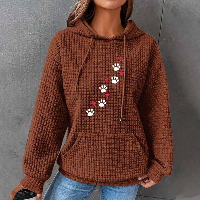 DPTALR Women Print Round-Neck Long Sleeve Loosen Single Sweatshirt Tops Pullover Blouse