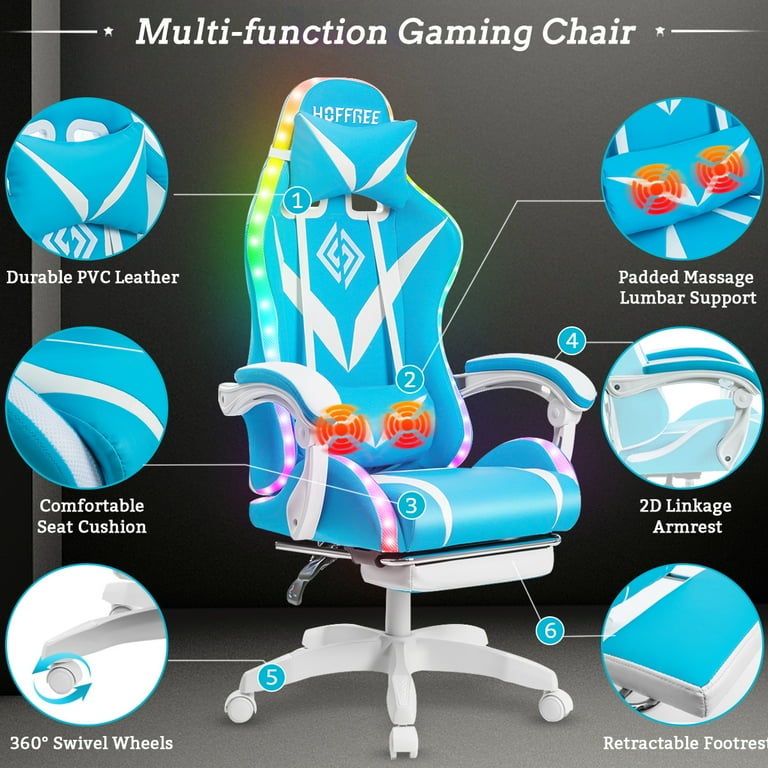 Vinsetto High Back Racing Style Gaming Chair with RGB LED Lights Computer Office  Chair with Head and Lumbar Pillow and Adjustable Armrests Black / Yellow