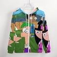 thumbnail image 4 of Phineas And Ferb Zip Up Hoodies Unisex Realistic 3D Print Sweatshirt Long Sleeve Hooded Jacket Coat M, 4 of 8