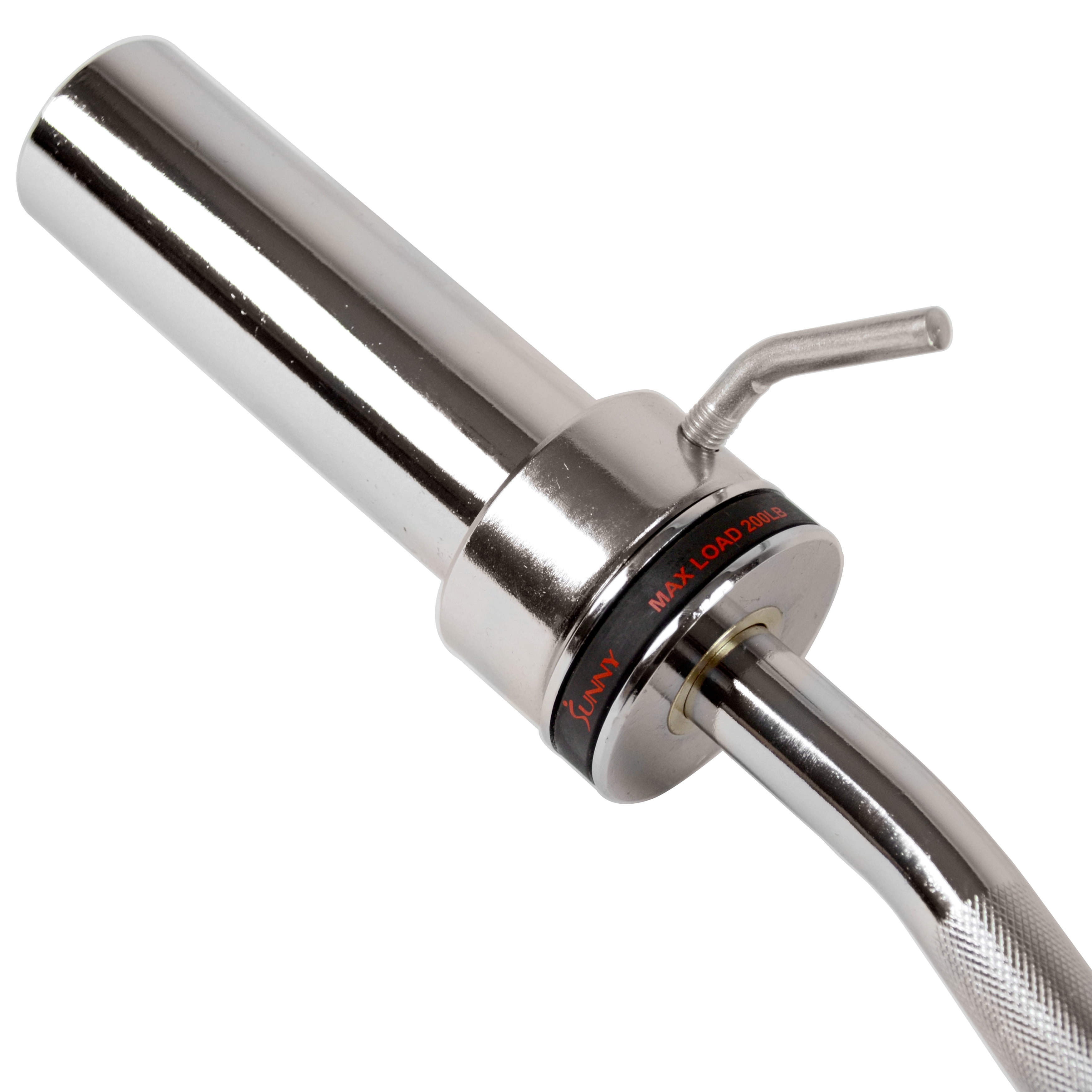 Sunny Health & Fitness Olympic 48" Curl Bar with Ring Collars for Strength Training, Weightlifting, and Home Exercise, OB-48