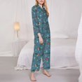 thumbnail image 3 of Salouo Bullfinches Branches And Balls Pattern Women's Pajamas Set Long Sleeve Button Down Sleepwear Soft Pj Lounge Sets for women 2 Piece Pjs Set with Long Pants-Large, 3 of 7