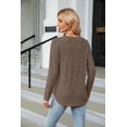 thumbnail image 2 of New Women's Round Neck Long Sleeve Loose Button T-Shirt Top, 2 of 3