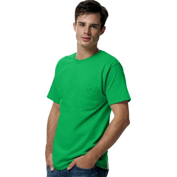 Strøm Indbildsk skære Hanes - Hanes TAGLESS Men`s Pocket T-Shirt, 5590, S, Shamrock Green -  Walmart.com - Walmart.com