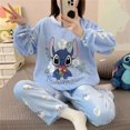 thumbnail image 3 of Disney Mickey Mouse invierno nuevo pijama de franela para mujer pijamas de seda conjunto de ropa de descanso térmica y de terciopelo de dibujos animados para mujer HelloKitty, 3 of 5