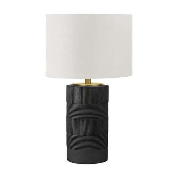 Lighting, 24"H, Table Lamp, Black Resin, Ivory / Cream Shade, Contemporary