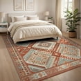 thumbnail image 3 of ODIKA 8'x10' Washable Area Rug Herringbone Boho Layered Geometric Door Farmhouse Striped Border for King Size Bedroom Under Bed, Master Suite, Non-Shedding, Easy Care, 3 of 7