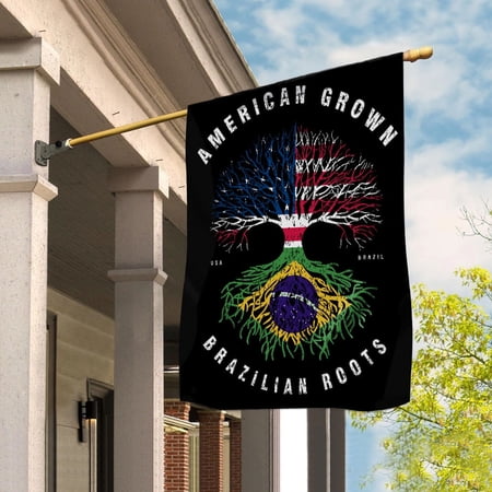 American Grown Brazilian Roots Brazil Flag Souvenir friendship Proud House Flag, Double-Sided Decorative Outdoor Flag, Patriotic Polyester Yard Flag 29.5 x 39.5 in