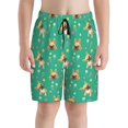 thumbnail image 2 of Cauagu Bulldog Puppy Flower Print Swim Trunks for Men,Youth Boys Swim Shorts Compression Liner Beach Shorts Boys' Swimming Shorts 7-20 Years Bathing Suit-Small, 2 of 7