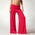 thumbnail image 5 of Inglocry Fold Over Pants Women Y2K Low Rise Bell Bottoms Yoga Pants Summer Beach Wide Leg Foldover Pants Lounge Flare Leggings Hot Pink XL, 5 of 10