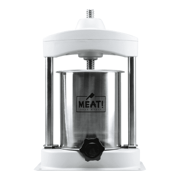 MEAT! 15 Pound Vertical Sausage Stuffer with Stainless Steel Gears, Ergonomic Handle, and a Stuffing Kit with 3 Stuffing Tubes for Sausage Stuffing