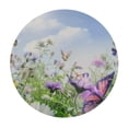 thumbnail image 2 of JEUXUS Spring Floral Tablecloth Round Purple Butterfly Tablecloths Waterproof Polyester Washable Table Cover Flowers Table Cloth for Kitchen Dining Room Indoor Outdoor Picnic Patio Party Decor White, 2 of 7