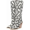 thumbnail image 5 of Knee High Boots for Women's Fashion Chunky Heel Pointed Toe Cowboy Booties Western Snakeskin Cowgirl Boot, 5 of 5