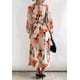 thumbnail image 4 of Vestido largo Sissyaki Boho con estampado floral, manga larga, rojo playa, XL, para mujer, 4 of 5