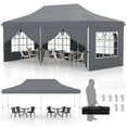 thumbnail image 1 of Costway 10 x 20FT Pop up Canopy  Outdoor Canopy Tent with 6 Sidewalls Carrying Bag Gray, 1 of 10