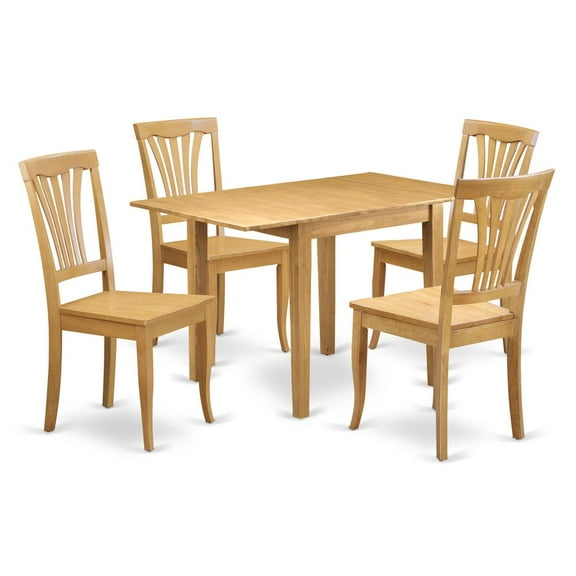 East West Furniture Dining Room Set Oak, NDAV5-OAK-W