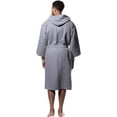 thumbnail image 4 of Waffle Hooded Long Robe Square Pattern Gray, 4 of 6