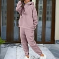 thumbnail image 2 of Frostluinai Sweatsuits Women 2 Piece Outfit Oversized Hoodies Baggy Jogger Sweatpants Solid Lounge Running Fleece Lined Tracksuits with Pocket, 2 of 10