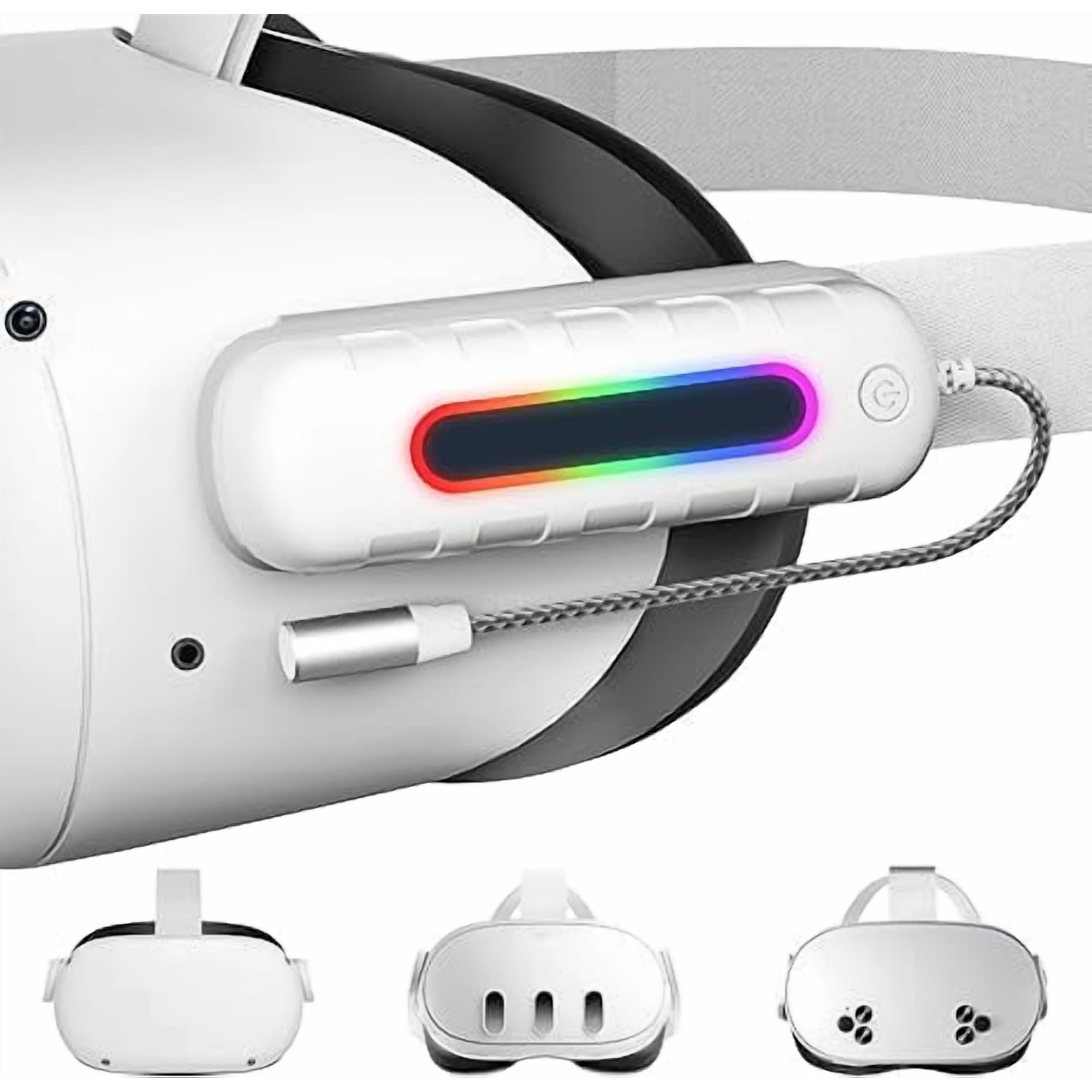 GAEKOL Battery Pack for Meta Quest 2/3/3s, 5000mAh Extended Power with Multi-Colors RGB Lights, Lightweight and Portable VR Extend Power Accessories for Extra 2-4H Playtime