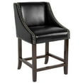 thumbnail image 2 of Emma + Oliver 24" High Walnut Counter Height Stool with Accent Nail Trim in Black LeatherSoft, 2 of 10