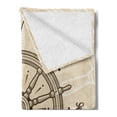 thumbnail image 2 of Ships Wheel Soft Flannel Fleece Blanket, Retro Ship Wheel Antique Sailboat Navigation Tool Monochromic Nostalgic Print, Cozy Plush for Indoor and Outdoor Use, 60" x 80", Beige Brown, by Ambesonne, 2 of 5
