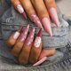 thumbnail image 1 of blue Prensa brillante en uñas extralargas con diseños, pegamento falso de ataúd rosa desnudo en las uñas, uñas adhesivas para mujeres, uñas gruesas, uñas acrílicas presionadas par, 1 of 5