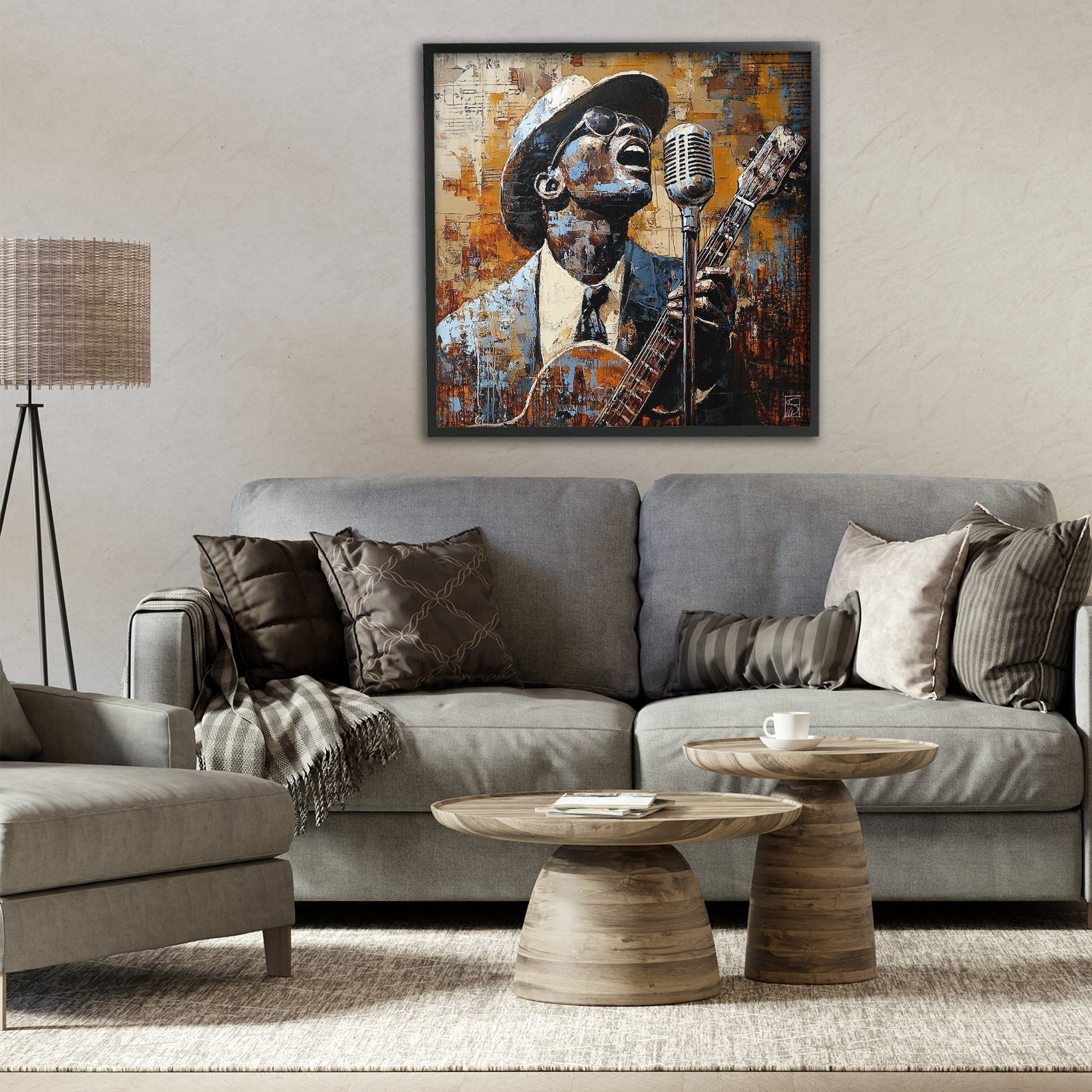 Stupell Industries Passionate Blues Singer Black Framed Giclee Art, design by Sara Culpepper