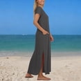 thumbnail image 5 of LIaqionyy Women's Maxi Dress Casual Loose Summer Long Dress Short Sleeve Split Side Dresses with Pockets, 5 of 6
