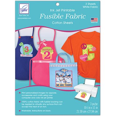 Dritz Printed Treasures Sew-On Ink Jet Fabric Sheets, White, 8-1/2" x ...
