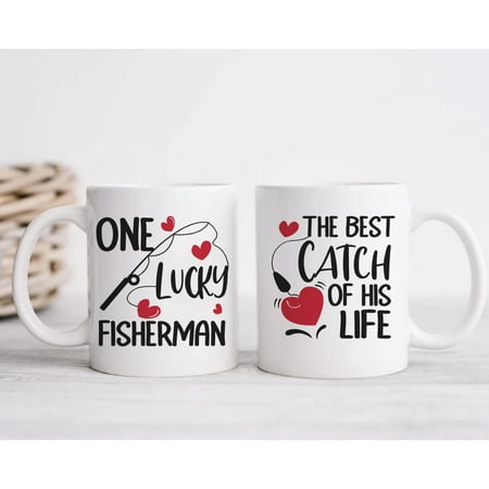 

Familyloveshop LLC One Great Fisherman Best Catch of His Life Mug Fishing Lover Mug Valentine Gift for Couples Gift For Him and Her