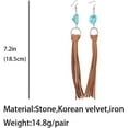 thumbnail image 6 of Bohemian Fringe Leather Earrrings Handmade Tassel Earrings with Turquoise Long Western Statement Dangel Earrings Vintage Long Turquoise Leather Tassel Earrings for Women Jewelry, 6 of 9