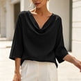 thumbnail image 6 of VBVC Women's Cowl Neck 3/4 Sleeve Blouse,Ladies Loose Fit Casual Tunic Tops,Elegant Work Office Shirts for Women,Black,S-2XL, 6 of 10