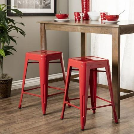I Love Living Tabouret 24-inch Red Metal Counter Stools (Set of 2) - Walmart.com