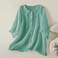 thumbnail image 2 of Liquidation de Chemises pour Femmes T-Shirt Mélangé pour Femmes Chemise Ample en Lin à Manches Courtes Rétro à Col Rond Amincissante Grande Taille, 2 of 4