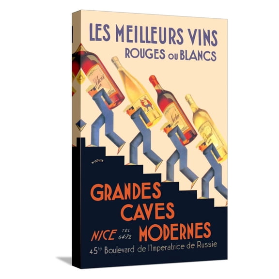 Art.com Les Meilleurs Vins Stretched Canvas Print Wall Art, 12" x 18"