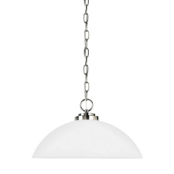 Sea Gull Lighting 65160EN3-05 Oslo - One Light Pendant in Contemporary Style - 15.75 inches wide by 8.75 inches high Chrome LED Chrome Finish with Etched/White Glass