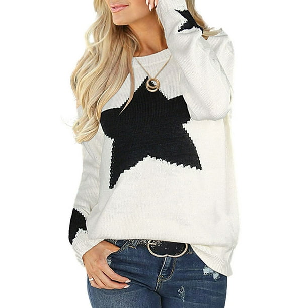 Glorylike - Glorylike Women Pullover Sweaters Star Graphic Cable Knit ...