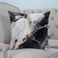 thumbnail image 4 of 18x18 Pillow Covers Set of 2, Marble Black Throw Pillow Covers Decorative Couch Cushion Case, Abstract Gold White Brick Stone Motif Microfiber Square Pillowcases for Bedroom Car Living Room, 4 of 7