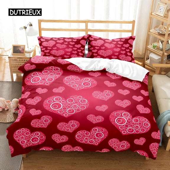 Love Heart Duvet Cover Set Single King Romantic Theme Bedding Set Rose Floral Comforter Cover For Valentine's Day Wedding r